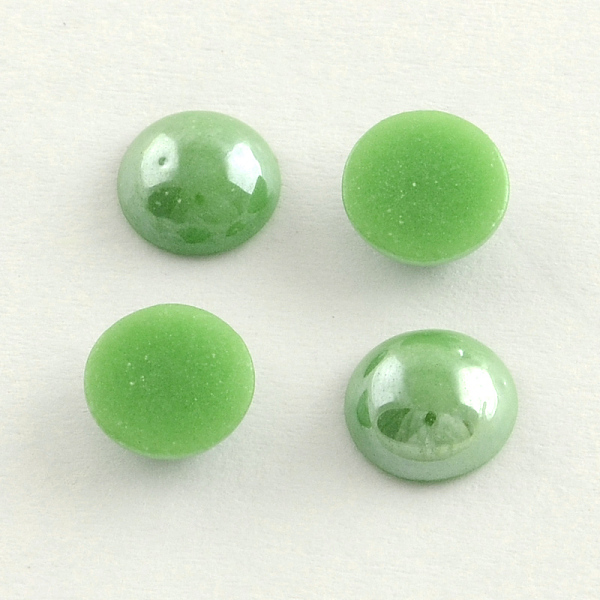 

PandaHall Pearlized Plated Opaque Glass Cabochons, Half Round/Dome, Dark Sea Green, 7.5~8x3~4mm Glass Half Round Green