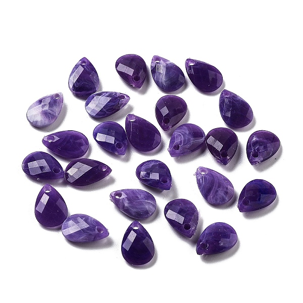 

PandaHall Opaque Acrylic Charms, Faceted, Teardrop Charms, Indigo, 13x8x3mm, Hole: 1.4mm Acrylic Teardrop Purple