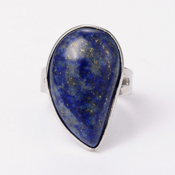 

PandaHall Adjustable Gemstone Brass Rings, Lapis Lazuli, 19mm Lapis Lazuli