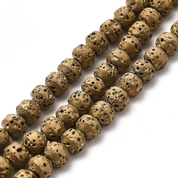 

PandaHall Electroplated Natural Lava Rock Beads Strands, Bicone, Golden Plated, 4x5mm, Hole: 0.8mm, about 89~90pcs/strand, 15.35~15.55 inch...