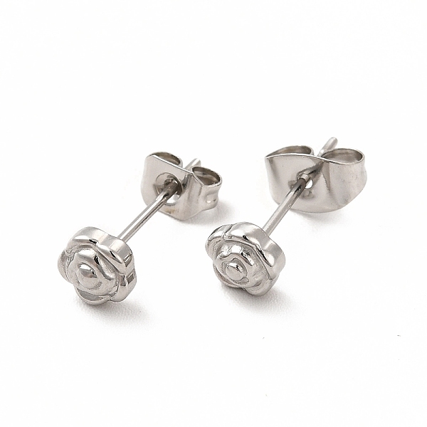 

PandaHall 304 Stainless Steel Flower Stud Earrings for Women, Stainless Steel Color, 5x5mm, Pin: 0.7mm 304 Stainless Steel Flower