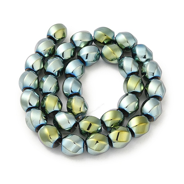 

PandaHall Electroplated Non-Magnetic Synthetic Hematite Beads Strands, Long-Lasting Plated, Twist Oval, Green Plated, 12~12.5x11.5~12mm...