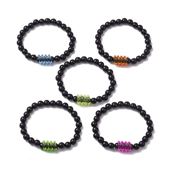 

PandaHall Round & Spring Acrylic Stretch Beaded Bracelets, Black, Inner Diameter: 3-5/8 inch(9.1cm) Acrylic Black