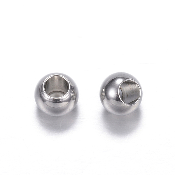 

PandaHall 201 Stainless Steel Beads, Round, Stainless Steel Color, 6x5mm, Hole: 3mm 201 Stainless Steel Round