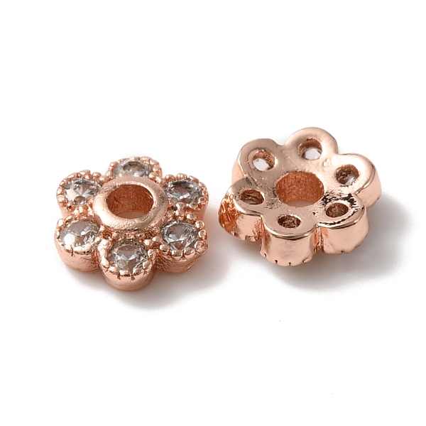 

PandaHall Rack Plating Brass Cubic Zirconia Bead Cap, Cadmium Free & Lead Free, Long-Lasting Plated, Flower, 6-Petal, Rose Gold, 6x5.5x2mm...