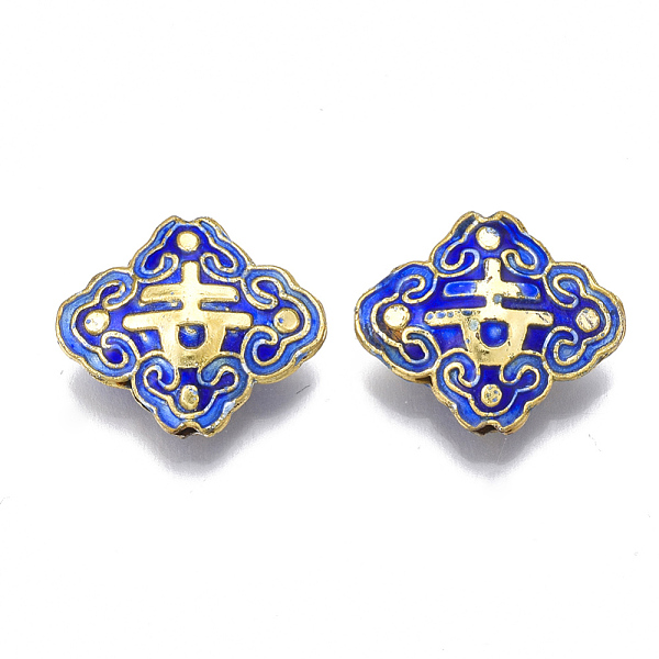 

PandaHall Handmade Cloisonne Beads, Enamel, Rhombus, Blue, 17.5x20.5x6mm, Hole: 1mm Brass Rhombus Blue