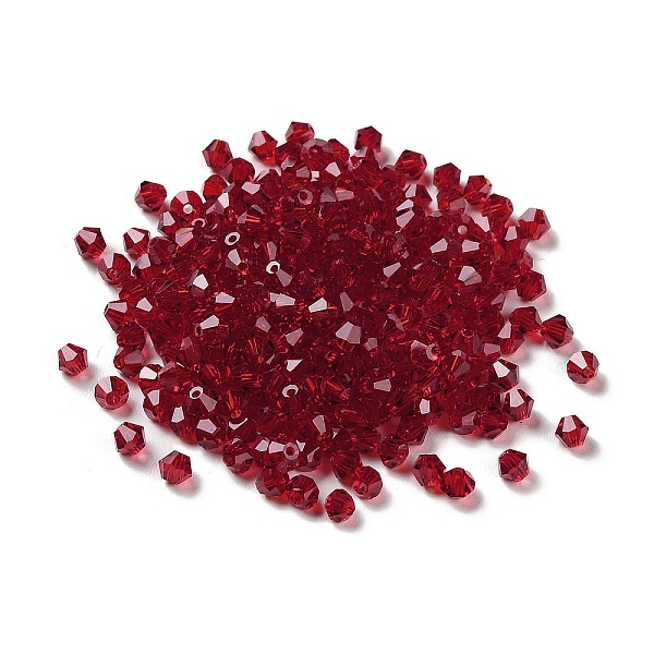 

PandaHall Transparent Glass Beads, Bicone, FireBrick, 4x4x3.5mm, Hole: 1mm, 720pcs/bag Glass Bicone Red