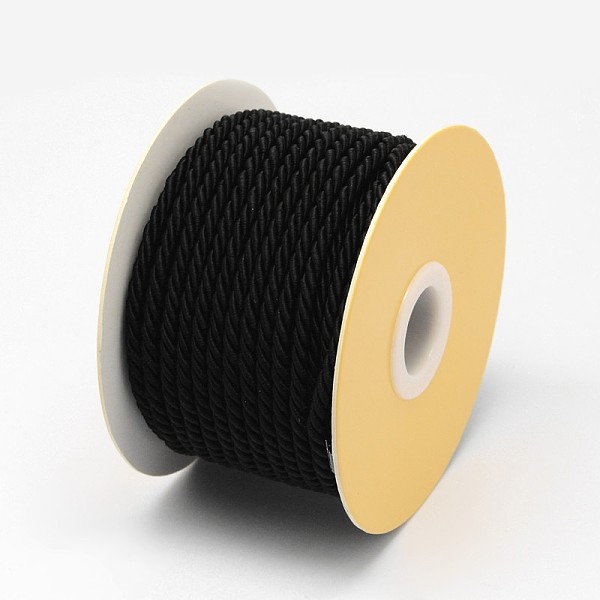 

PandaHall Nylon Threads, Milan Cords/Twisted Cords, Black, 3mm, about 21.87 yards(20m)/roll Nylon Black