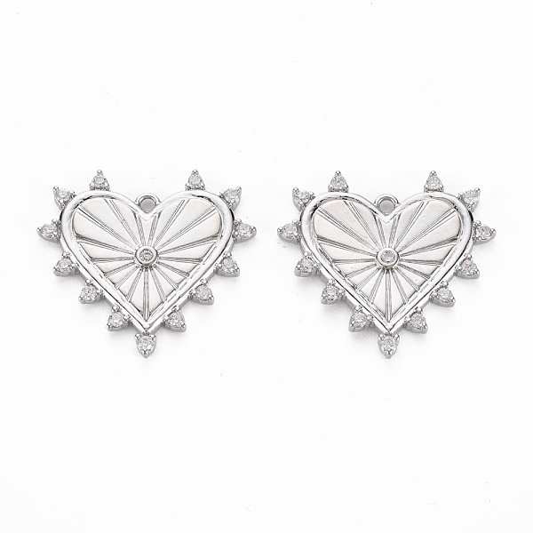 

PandaHall Brass Micro Pave Clear Cubic Zirconia Pendants, Nickel Free, Heart, Real Platinum Plated, 23x25x2.5mm, Hole: 1.5mm Brass+Cubic...