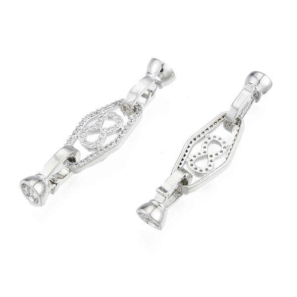 

PandaHall Brass Micro Pave Clear Cubic Zirconia Fold Over Clasps, Nickel Free, Trapezoid with Number 8, Real Platinum Plated, Trapezoid...