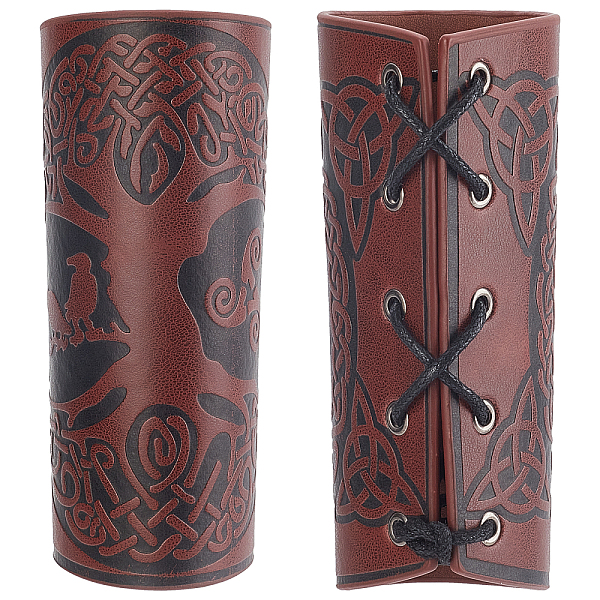 

PandaHall GORGECRAFT 2PCS Leather Gauntlet Wristband Tree of Life Pattern Bracers Wrist Band Guards Arm Guard Archery Buckle Bracers Unisex...