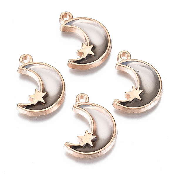 

PandaHall Epoxy Resin Pendants, with Golden Alloy Findings & Glitter Powder, Loops, Moon & Star, Cadmium Free & Lead Free, Gray, 19.5x14x2mm...