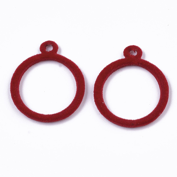 

PandaHall Flocky Alloy Pendants, Ring Round, FireBrick, 30x25x2mm, Hole: 3mm Alloy Ring Red