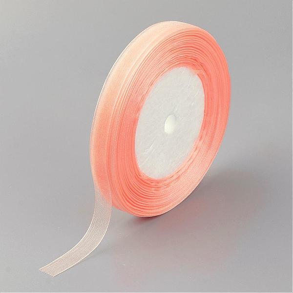 

PandaHall Sheer Organza Ribbon, Wide Ribbon for Wedding Decorative, Light Salmon, 3/4 inch(20mm), 25yards(22.86m) Polyester None Red