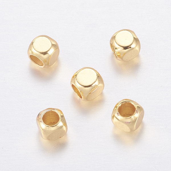 

PandaHall Brass Beads, Long-Lasting Plated, Cube, Golden, 3x3x3mm, Hole: 1.5mm Brass Cube