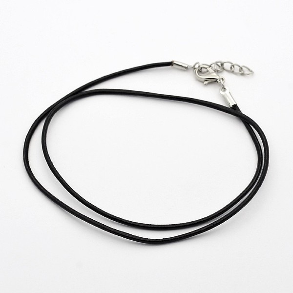 

PandaHall Leather Necklace Making, with Iron Lobster Claw Clasps, Black, 18.5 inchx2mm Leather Black