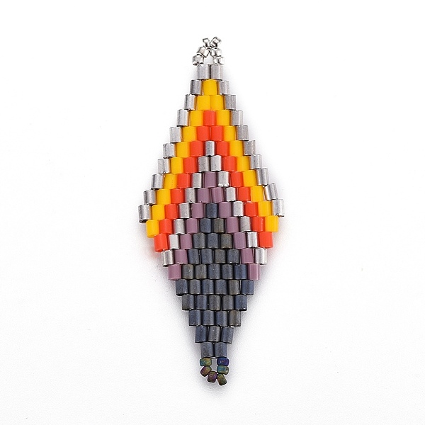

PandaHall MIYUKI & TOHO Handmade Japanese Seed Beads Links, Loom Pattern, Rhombus, Slate Gray, 43~45x17.6~18.1x1.7~2mm, Hole: 1.2~1.5mm...