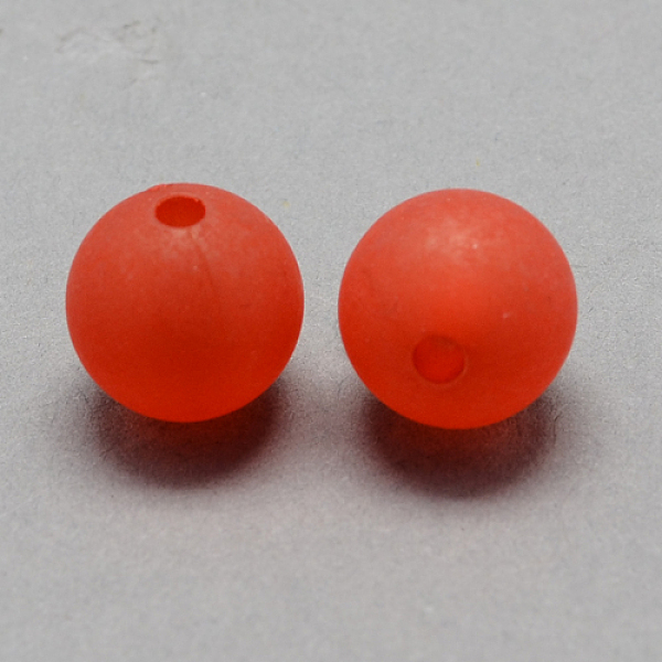 

PandaHall Transparent Acrylic Ball Beads, Frosted Style, Round, Red, 10mm, Hole: 2mm, about 938pcs/500g Acrylic Round Red