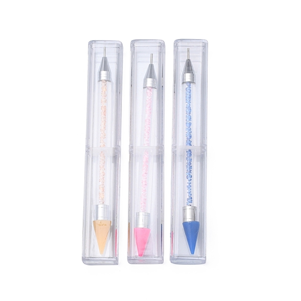 PandaHall 3Pcs 3 Colors Double Different Head Nail Art Dotting Tools, UV Gel Nail Brush Pens, Mixed Color, 147mm, 1pc/color Acrylic...