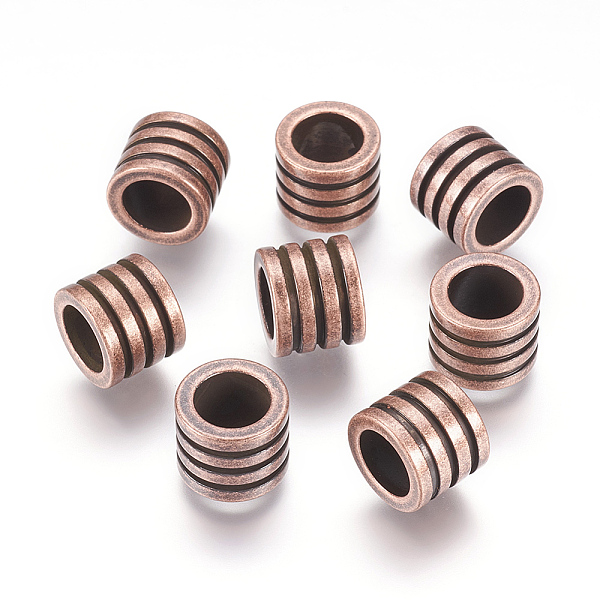 

PandaHall 304 Stainless Steel Beads, Large Hole Beads, Grooved Beads, Column, Red Copper, 10x8mm, Hole: 6.5mm 304 Stainless Steel Column