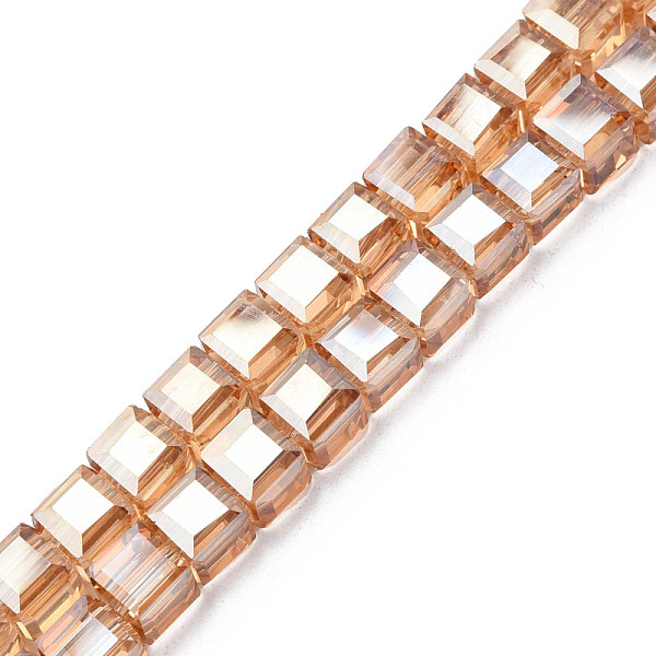 

PandaHall Electroplate Transparent Glass Beads Strands, , Faceted, Cube, BurlyWood, 7x7x7mm, Hole: 1.4mm, about 100pcs/strand, 26.77 inch..., Orange