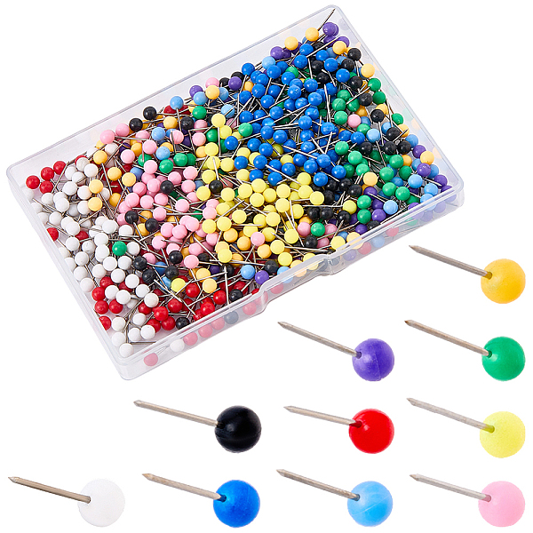 600Pcs 10 Colors Round Stainless Steel Drawing Pins