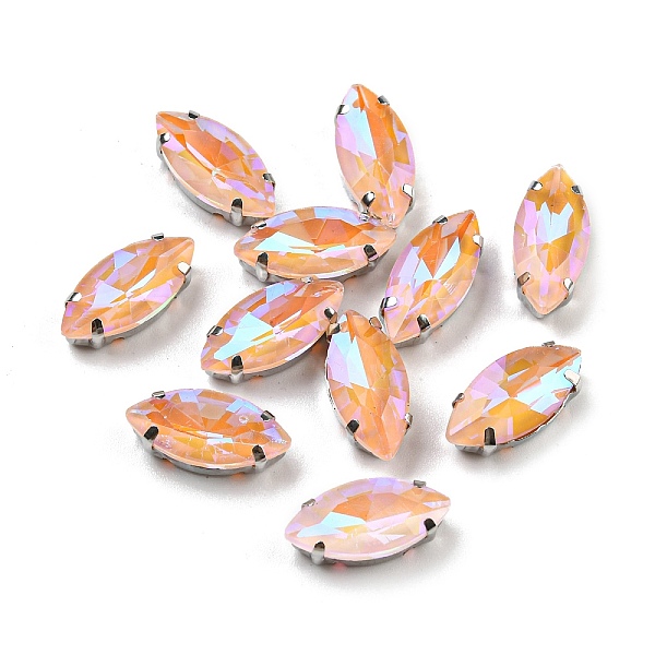

PandaHall Mocha Fluorescent(MI) Horse Eye Sew on Rhinestone, Multi-strand Links, with Brass Prong Settings, Garments Accessories, Light Rose..., Pink