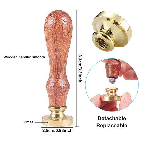 

PandaHall Wax Seal Stamp Set, Sealing Wax Stamp Solid Brass Head, Wood Handle Retro Brass Stamp Kit Removable, for Envelopes Invitations...