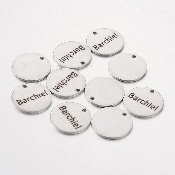 

PandaHall Stainless Steel Pendants, Flat Round with Word Barchiel, Stainless Steel Color, 15x1mm, Hole: 1.3mm Stainless Steel Flat Round