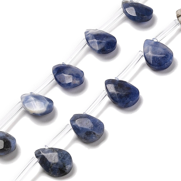 

PandaHall Natural Sodalite Beads Strands, Faceted, Teardrop, Top Drilled, 12x8x3.5mm, Hole: 0.9mm, about 28pcs/strand, 13.78''(35cm)...