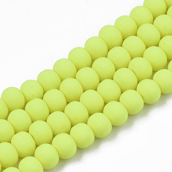 PandaHall Handmade Polymer Clay Beads Strands, for DIY Jewelry Crafts Supplies, Round, Yellow, 7x5.5mm, Hole: 1.6mm, about 69pcs/strand...