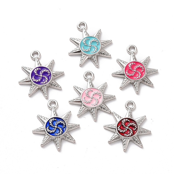 

PandaHall Alloy Enamel Pendants, Sun, Mixed Color, Platinum, 23.5x20x2.5mm, Hole: 2mm Alloy+Enamel Sun Multicolor