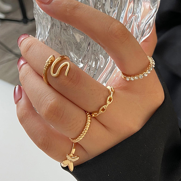 

PandaHall Alloy Finger Rings, Mixed Style, Golden, No Size Alloy