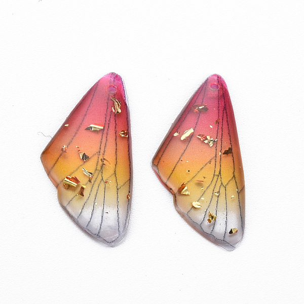 

PandaHall Transparent Resin Pendants, with Gold Foil, Insects Wing, Deep Pink, 24.5x11.5x2mm, Hole: 1mm Resin Wing