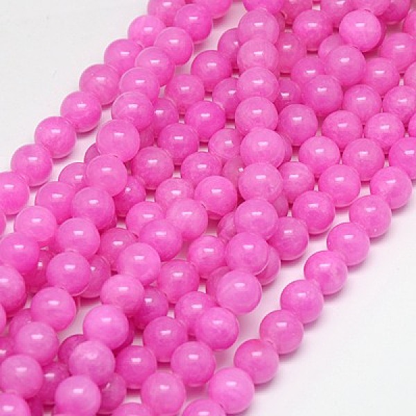 

PandaHall Natural Yellow Jade Beads Strands, Dyed, Round, Fuchsia, 6mm, Hole: 1mm, about 70pcs/strand, 15.75 inch Yellow Jade Round Pink