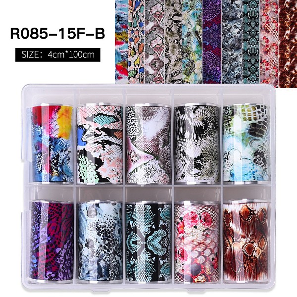 

PandaHall Nail Art Transfer Stickers, Nail Decals, DIY Nail Tips Decoration for Women, Colorful, Snakeskin Pattern, 1000x40mm, 10rolls/box...