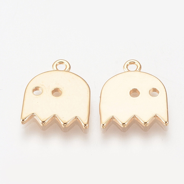 

PandaHall Brass Charms, Nickel Free, Real 18K Gold Plated, Ghost, 12x10x1mm, Hole: 1mm Brass Ghost