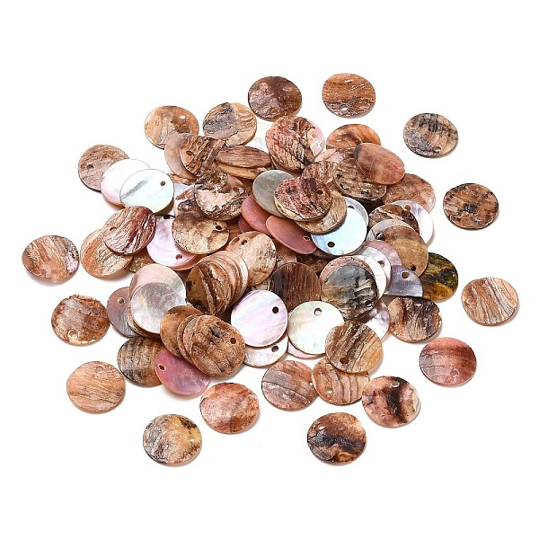 

PandaHall Spray Painted Natural Akoya Shell Charms, Mother of Shell, Flat Round Charms, Saddle Brown, 13x1.5mm, Hole: 1mm Shell Flat Round