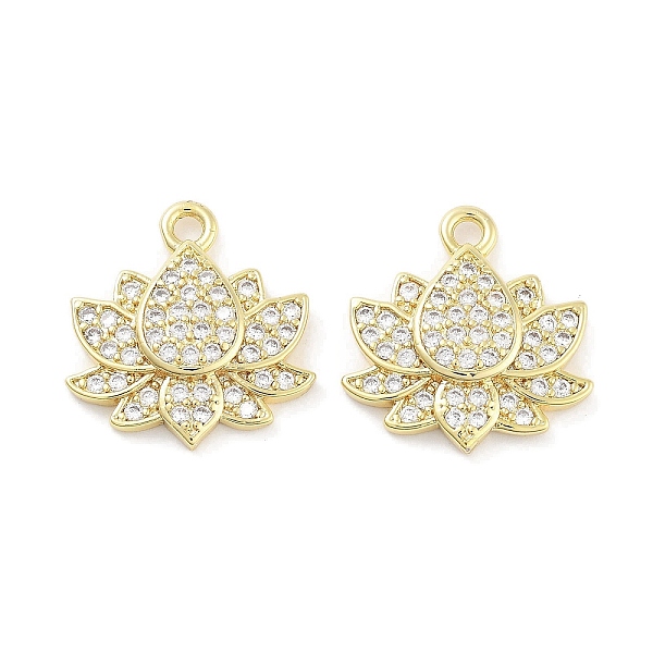 

PandaHall Brass Micro Pave Clear Cubic Zirconia Pendants, Lotus Flower, Real 18K Gold Plated, 16x16x3mm, Hole: 1.2mm Brass+Cubic Zirconia...
