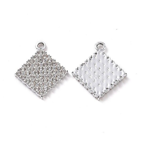 

PandaHall Alloy Crystal Rhinestone Pendants, Rhombus Charms, Platinum, 20.5x17.5x2mm, Hole: 1.8mm Alloy+Rhinestone Rhombus Clear
