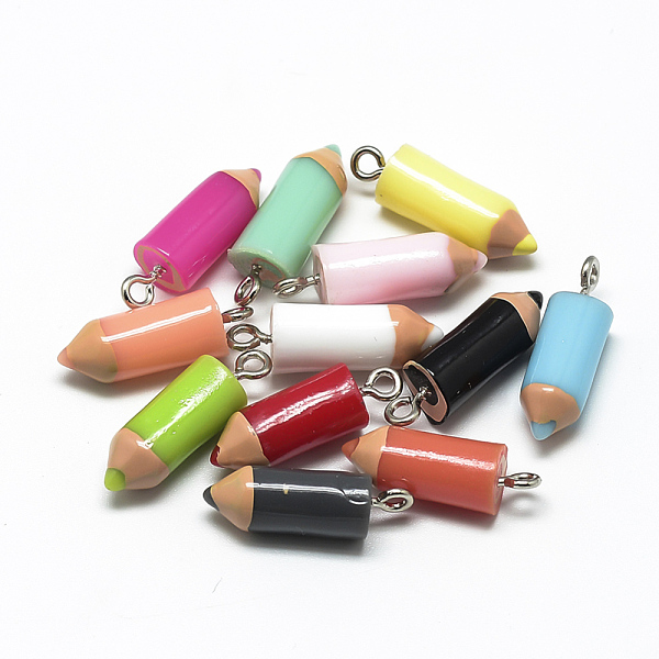 

PandaHall Resin Pendants, for DIY Jewelry Making, with Iron Findings, for DIY Jewelry Making and Crafting, Crayon, Mixed Color, 23~25x7.5mm..., Multicolor
