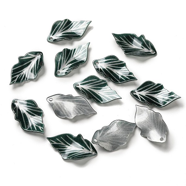 

PandaHall Acrylic Pendants, Leaf, Teal, 29~31x16~17x1~3mm, Hole: 1.6~1.8mm Acrylic Leaf Cyan