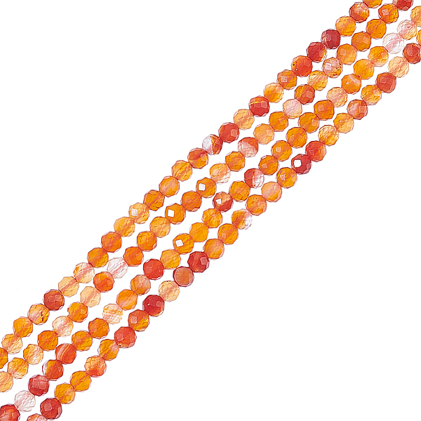 

PandaHall 2 Strands Natural Carnelian Beads Strands, Faceted Round, 3mm, Hole: 0.8mm, about 130pcs/strand, 15.20''(38.6cm) Carnelian Round
