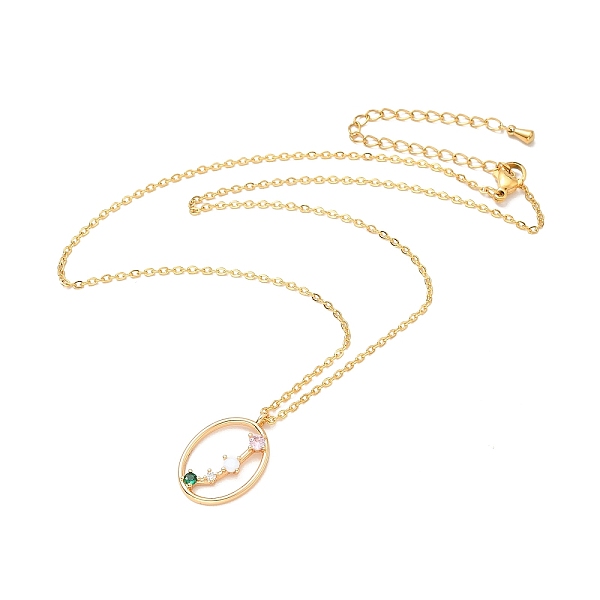 

PandaHall Colorful Cubic Zirconia Constellation Pendant Necklace, Golden 304 Stainless Steel Jewelry for Women, Aries, 15.75 inch(40cm)...