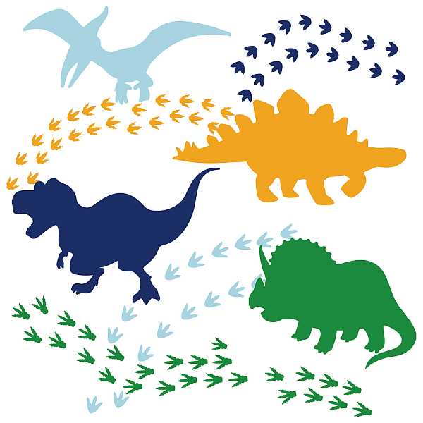 

PandaHall PVC Wall Stickers, for Home Living Room Bedroom Decoration, Rectangle with Dinosaur Pattern, Mixed Color, 290x890mm Plastic..., Multicolor