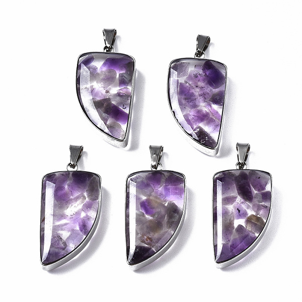 

PandaHall Natural Amethyst Pendants, with Transparent Resin and 201 Stainless Steel Findings, Knife, Stainless Steel Color, 26.5x14x6.5mm...