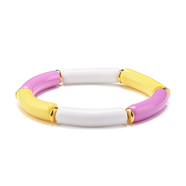 

PandaHall Curved Tube Opaque Acrylic Beads Stretch Bracelet for Teen Girl Women, Violet, Inner Diameter: 2-1/8 inch(5.5cm) Acrylic Purple