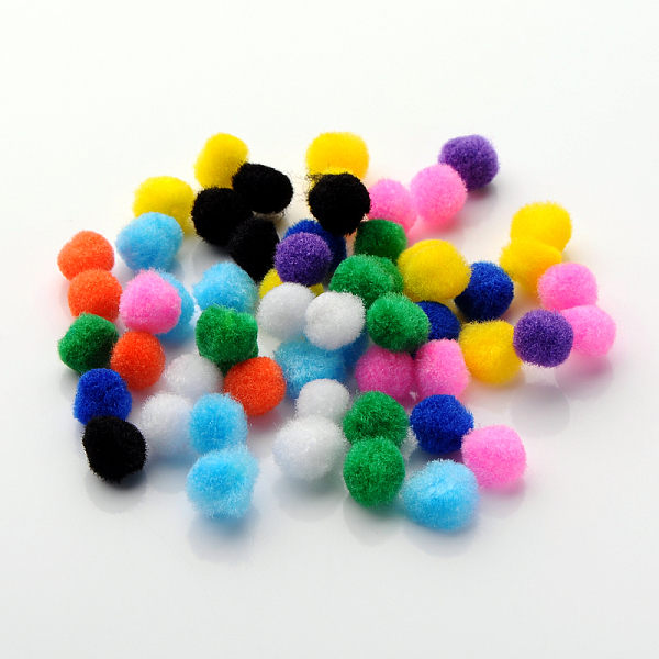

PandaHall DIY Doll Craft Pom Pom Yarn Pom Pom Balls, Mixed Color, 12mm, about 1000pcs/bag Fibre Multicolor