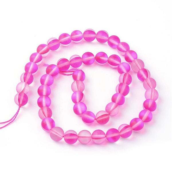 

PandaHall Synthetic Moonstone Beads Strands, Holographic Beads, Dyed, Frosted, Round, Deep Pink, 8mm, Hole: 1mm, about 45~47pcs/strand...