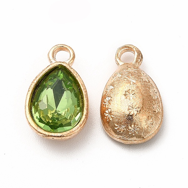 

PandaHall Faceted Glass Rhinestone Pendants, with Golden Tone Zinc Alloy Findings, Teardrop Charms, Medium Sea Green, 15x9x5mm, Hole: 2mm...